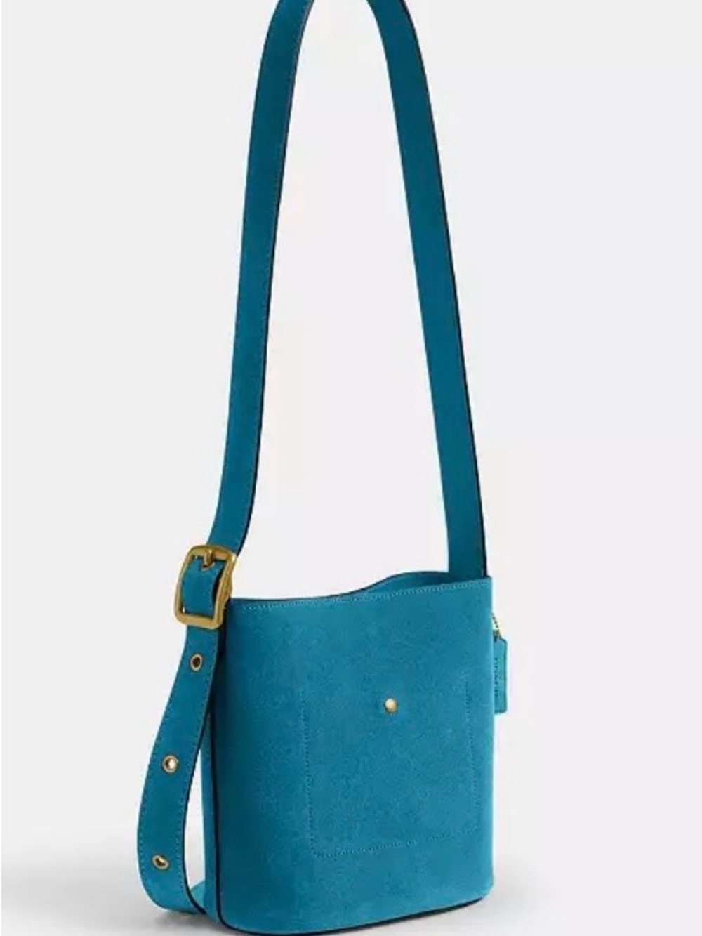 COACH Bleecker Bucket Bag 21 with Matching Pouch in Sea Blue (Teal) Suede NWT - Picture 5 of 12